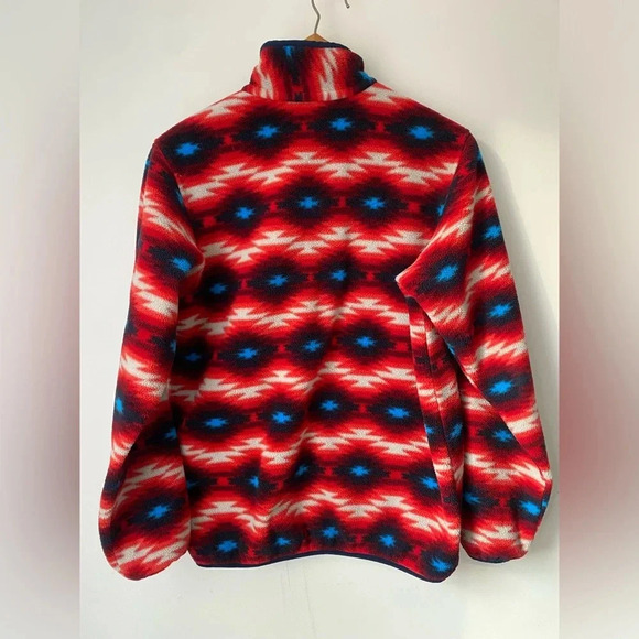 Patagonia Synchilla Jacket Women’s Large Aztec Red Wild Desert Print Snap T - Picture 2 of 9